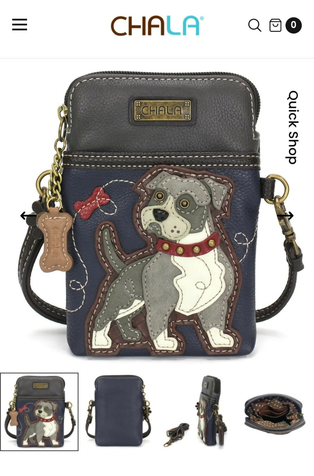 Anytime Crystals Chala Handbags Cellphone Xbody - Pit Bull