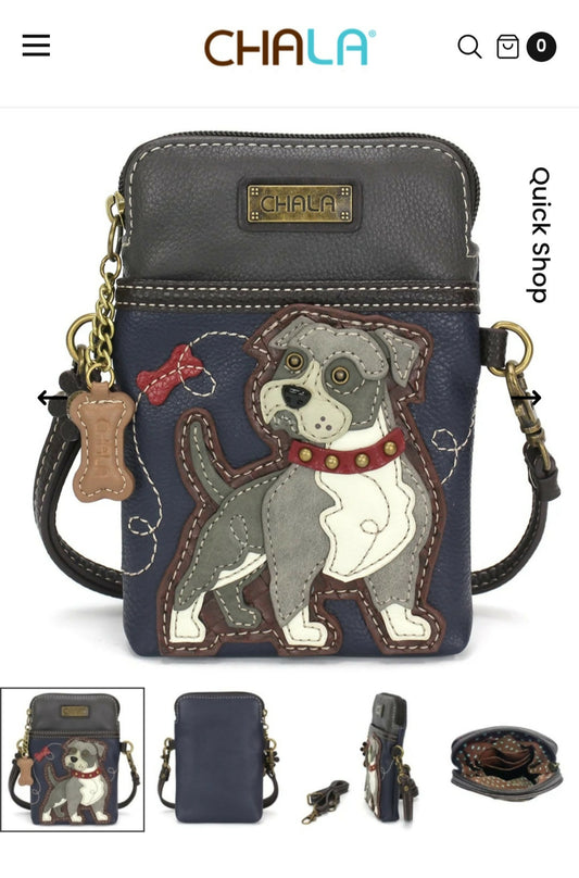 Anytime Crystals Chala Handbags Cellphone Xbody - Pit Bull