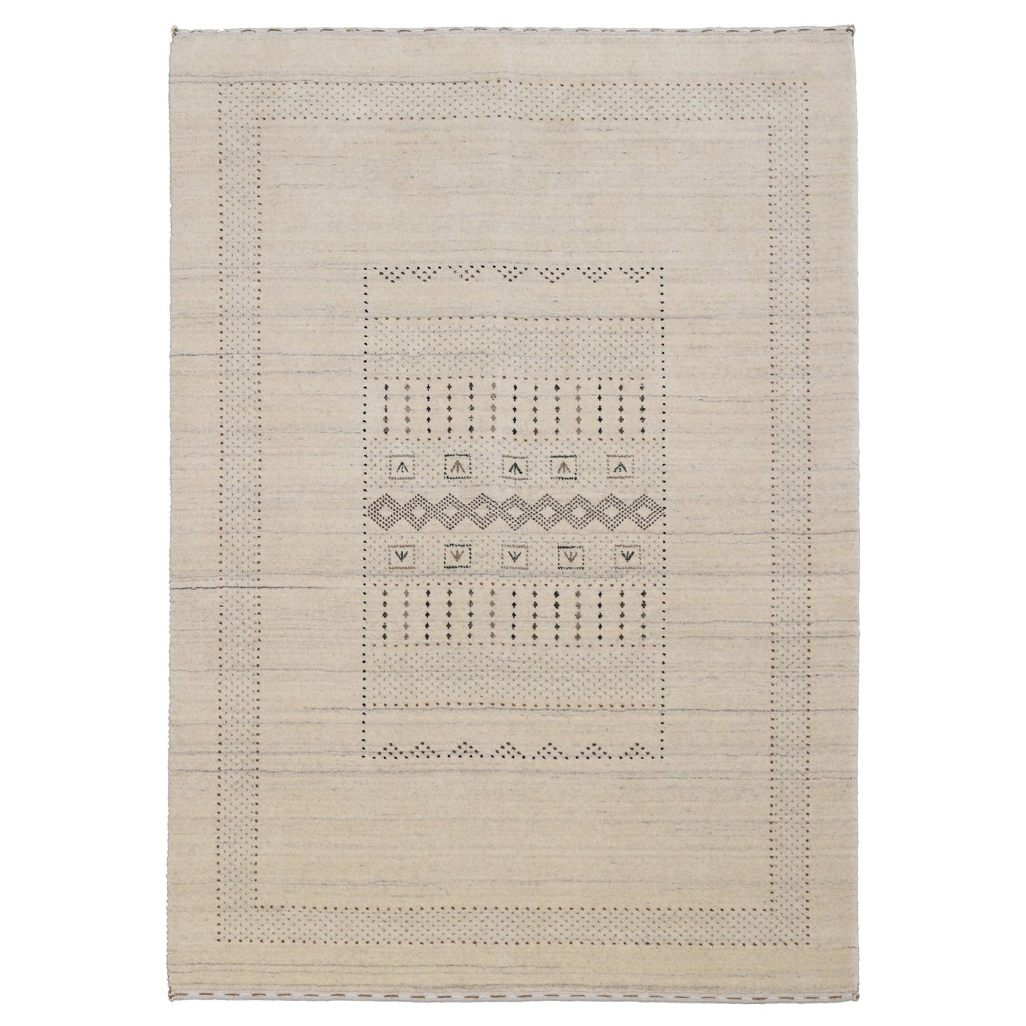 Beige Gabbeh Design Hand Loomed Wool Area Rug