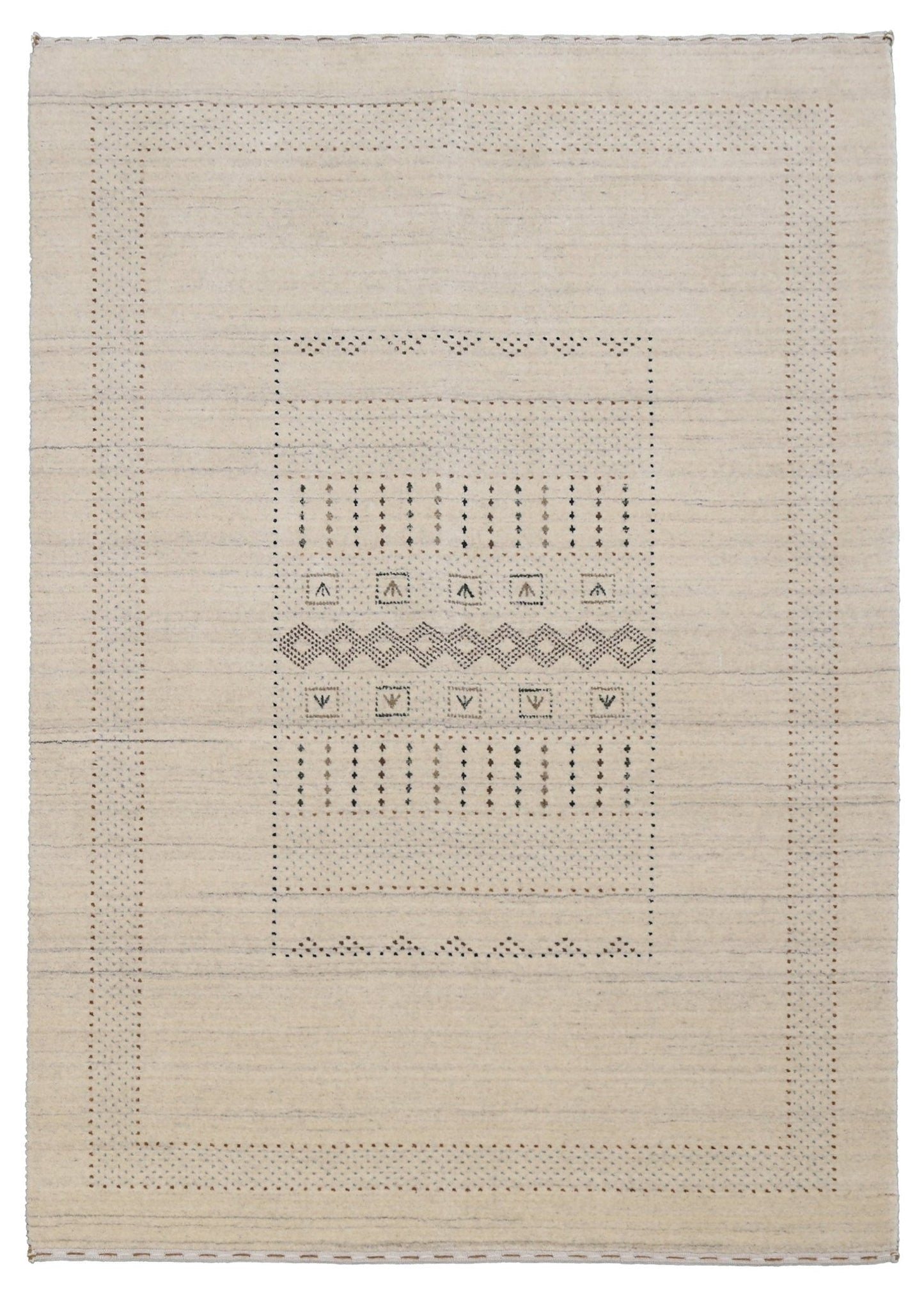 Beige Gabbeh Design Hand Loomed Wool Area Rug