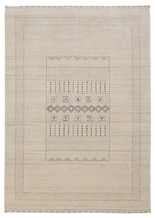 Beige Gabbeh Design Hand Loomed Wool Area Rug