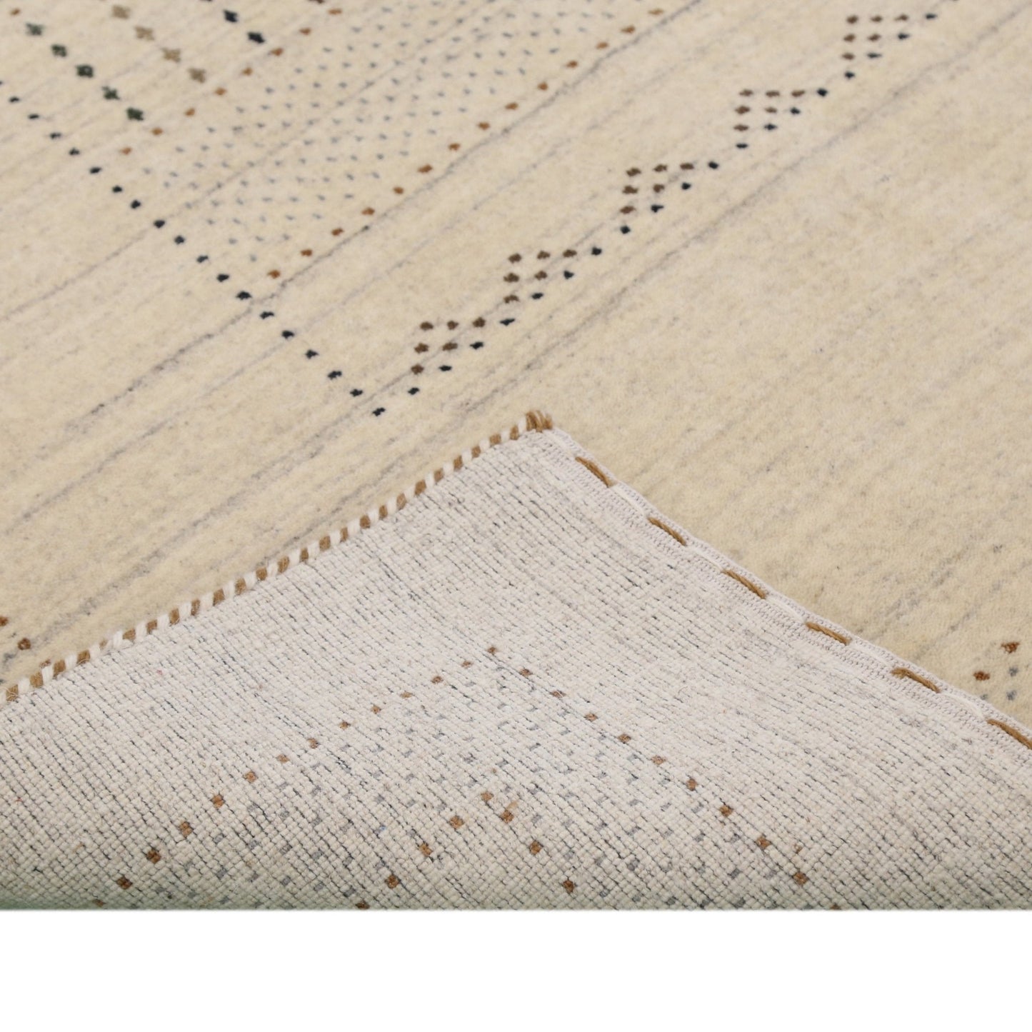 Beige Gabbeh Design Hand Loomed Wool Area Rug