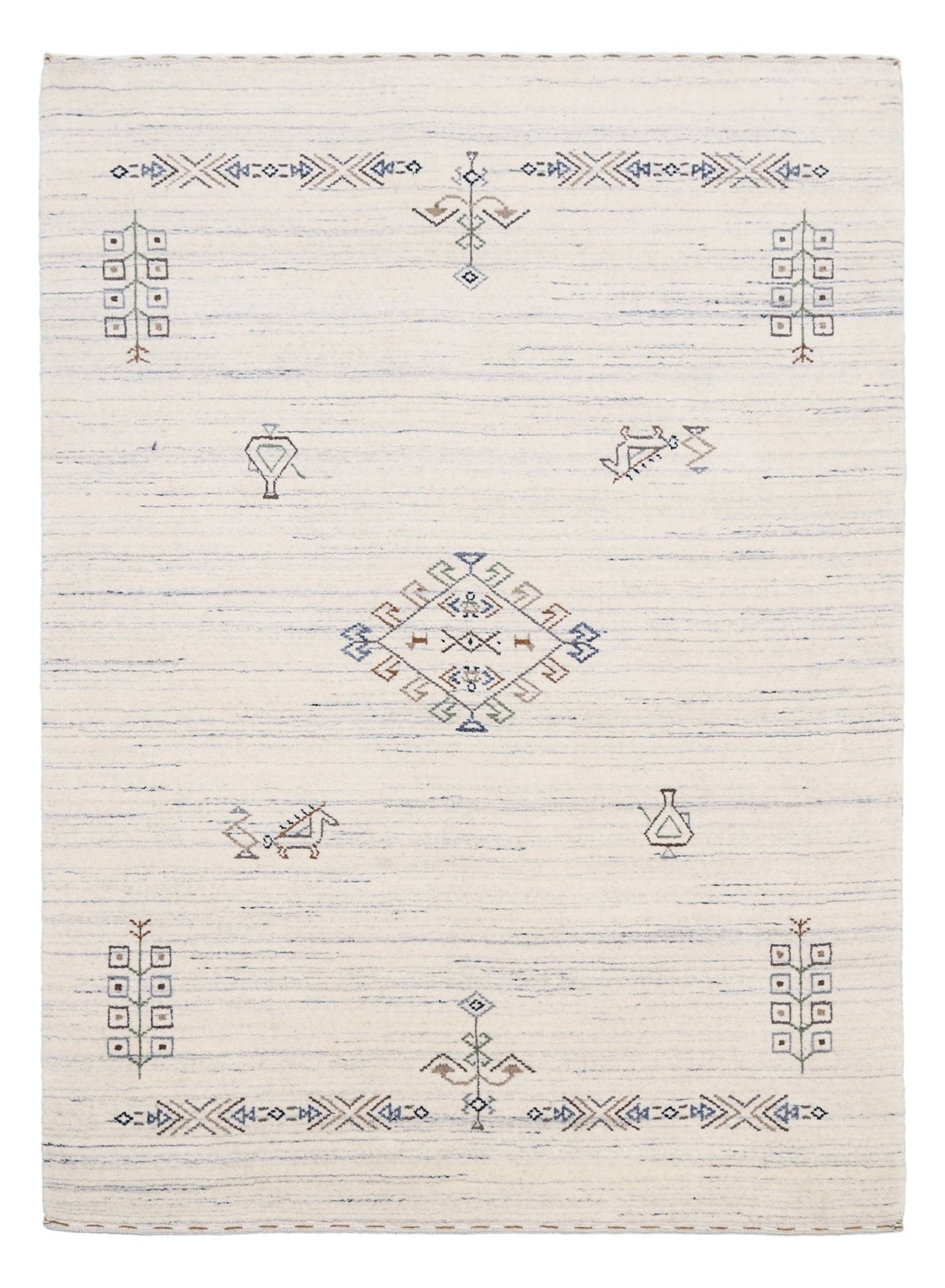 Beige Tribal Center Medallion Hand Loomed Wool Rug
