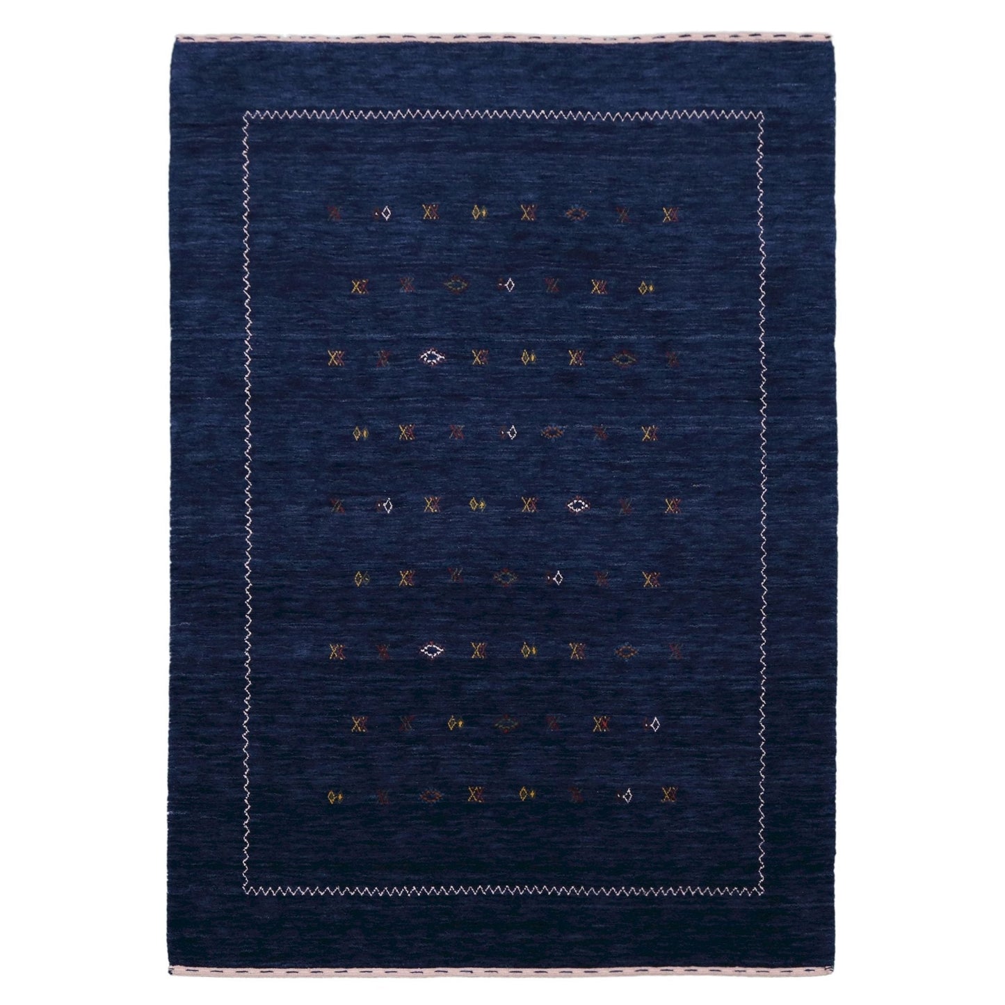 Blue And White Modern Design Hand Loomed Wool Area Rug
