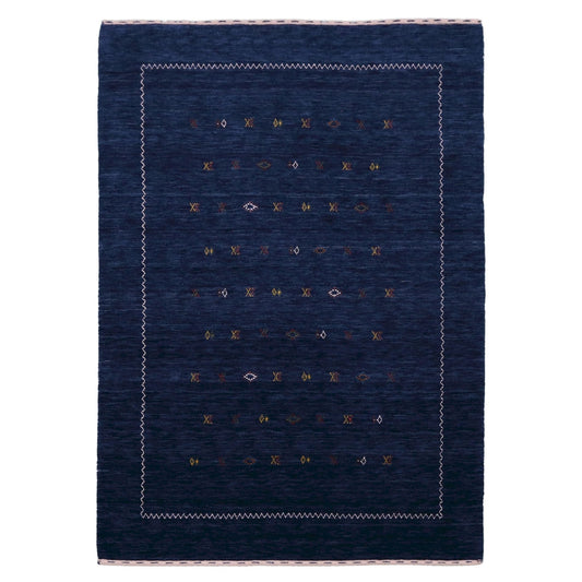 Blue And White Modern Design Hand Loomed Wool Area Rug
