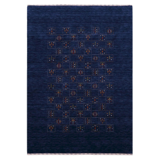 Blue Tribal Design Hand Loomed Wool Area Rug