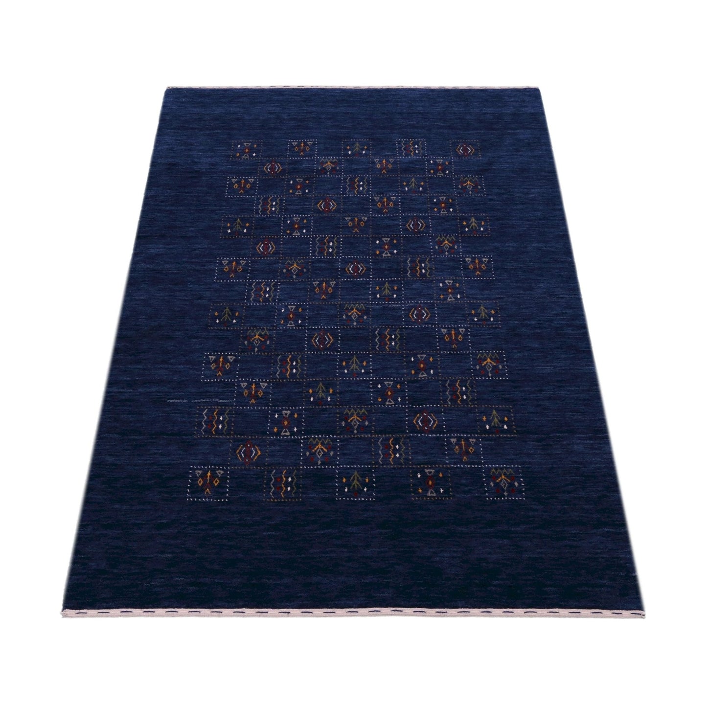 Blue Tribal Design Hand Loomed Wool Area Rug