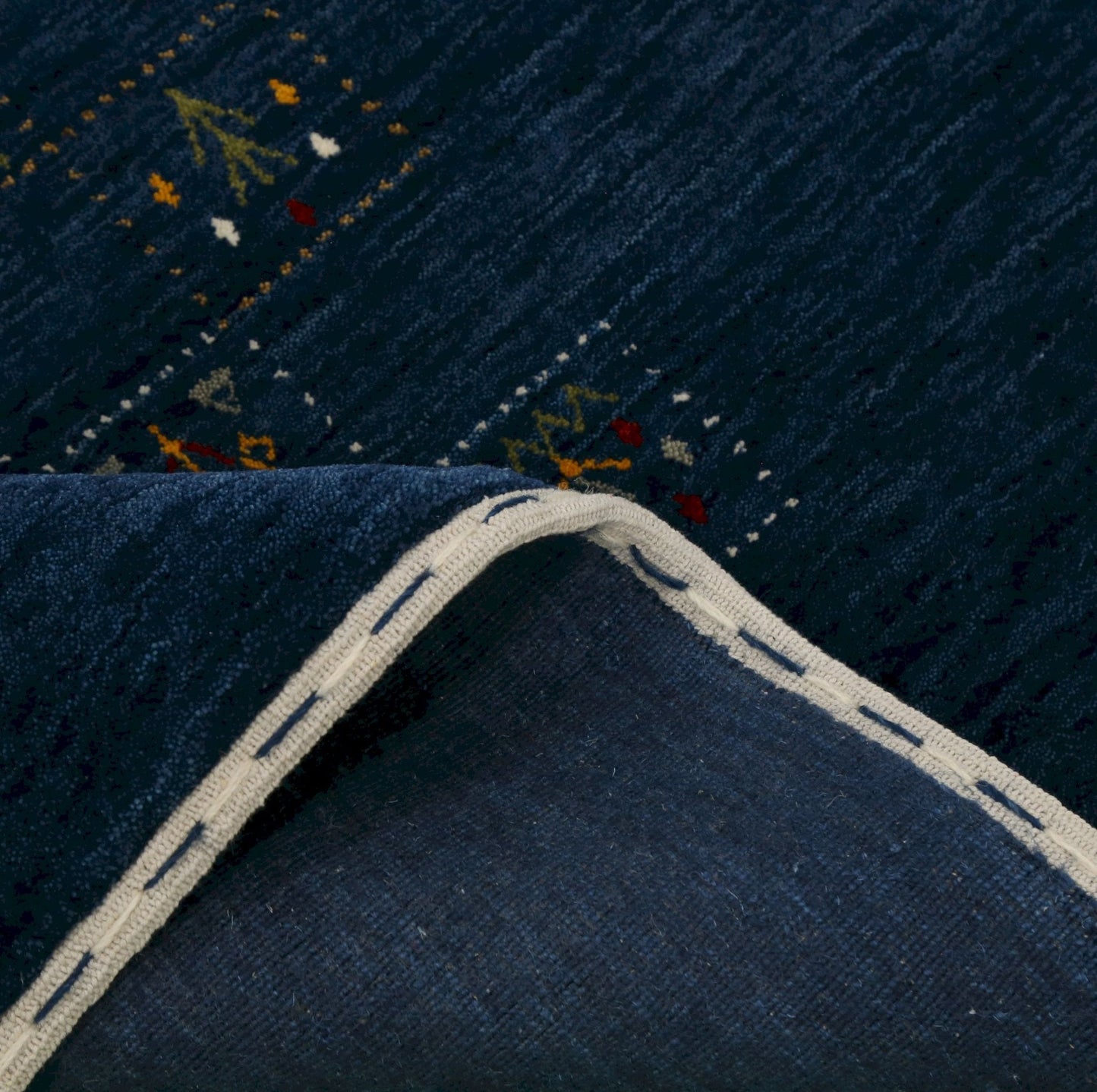 Blue Tribal Design Hand Loomed Wool Area Rug