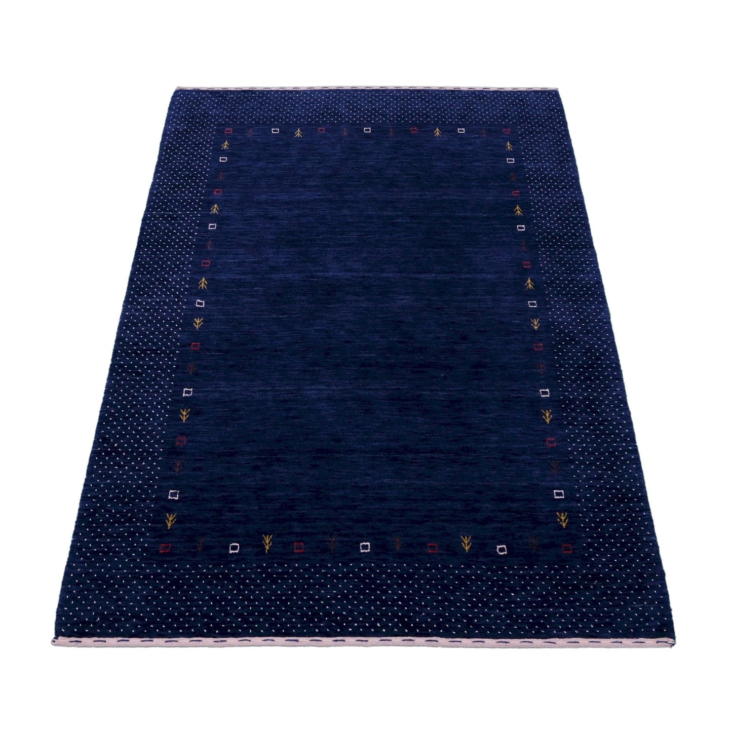 Contemporary Gabbeh Border Design Hand Loomed Wool Area Rug