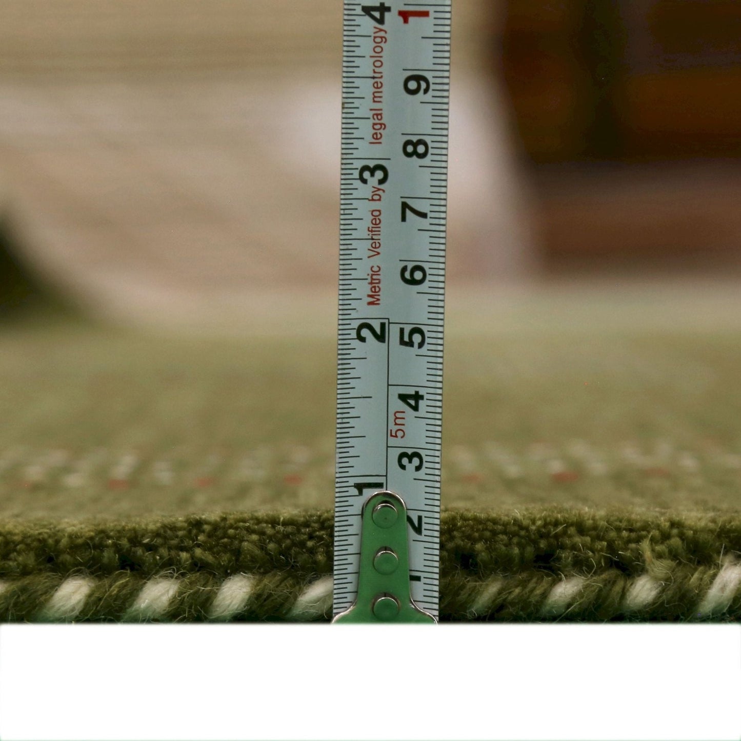 Gabbeh Design Hand Loomed Green Wool Area Rug