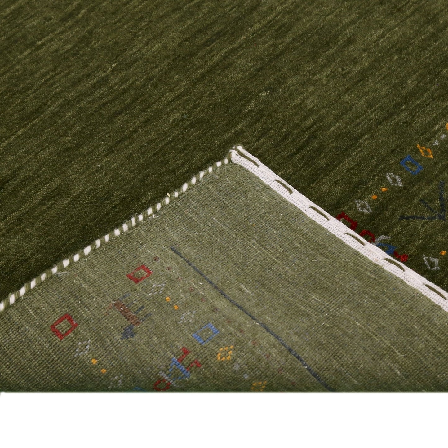 Green Contemporary Design Hand Loomed Wool Area Rug