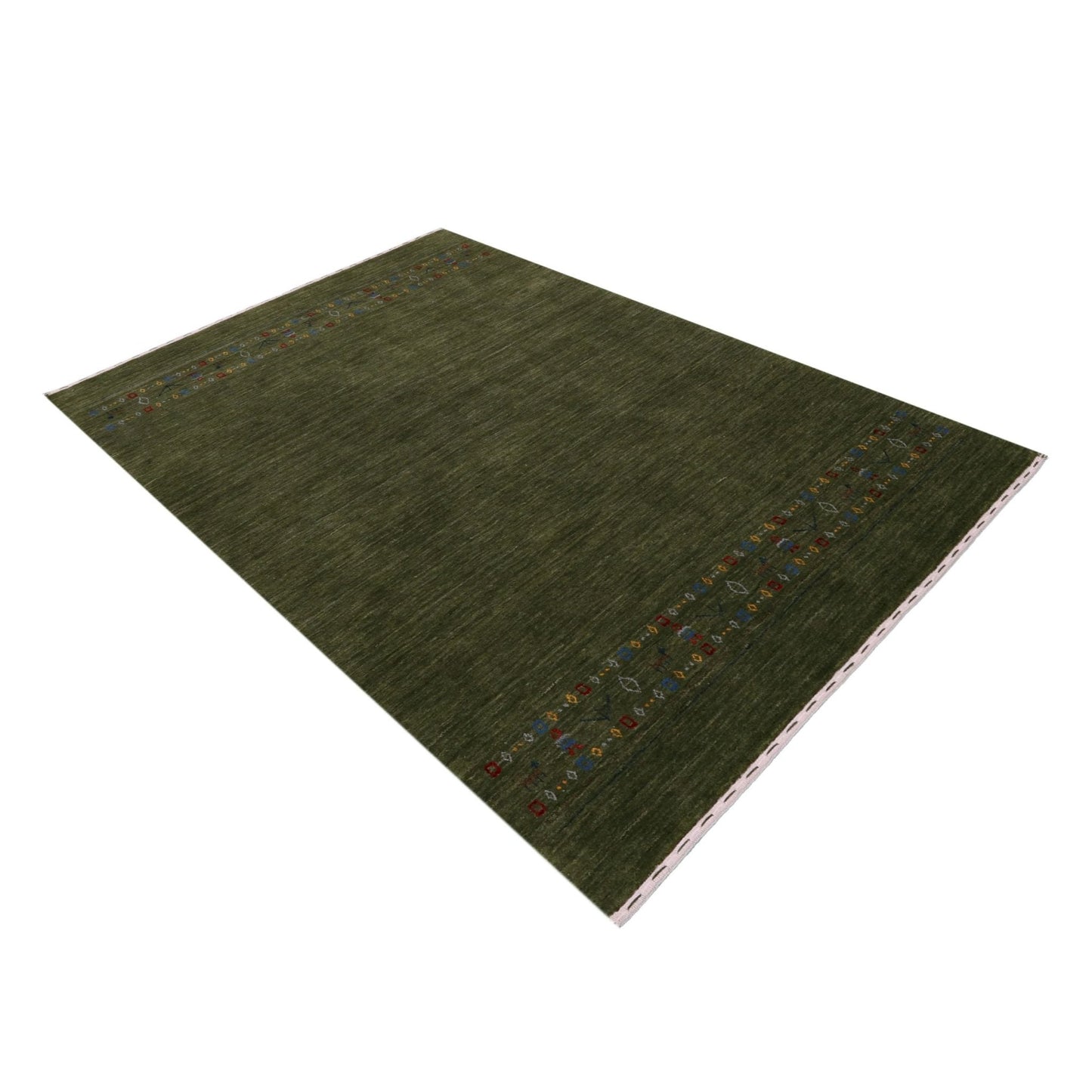 Green Contemporary Design Hand Loomed Wool Area Rug
