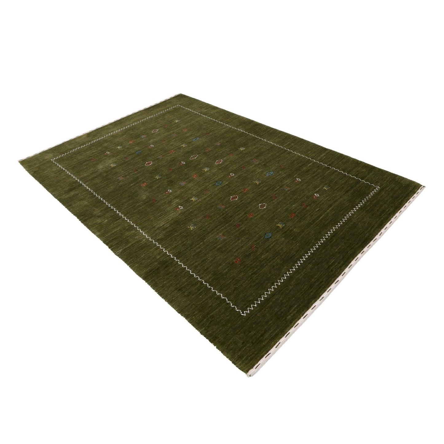 Green Modern Design Hand Loomed Wool Area Rug