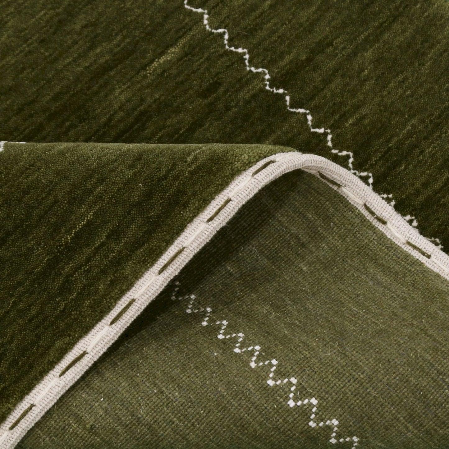 Green Modern Design Hand Loomed Wool Area Rug