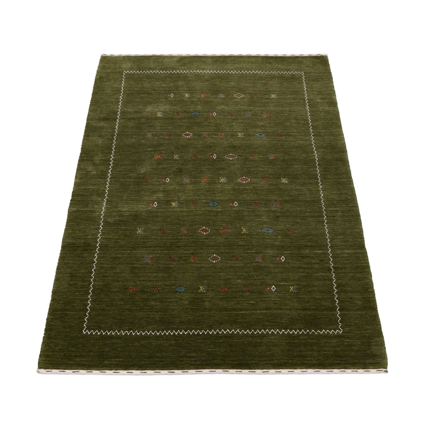 Green Modern Design Hand Loomed Wool Area Rug