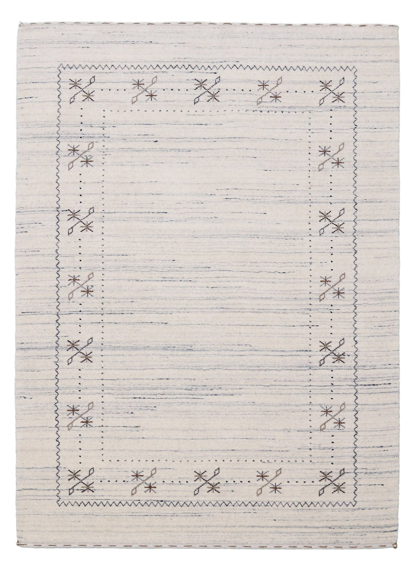 Ivory Gabbeh Border Design Hand Loomed Wool Rug