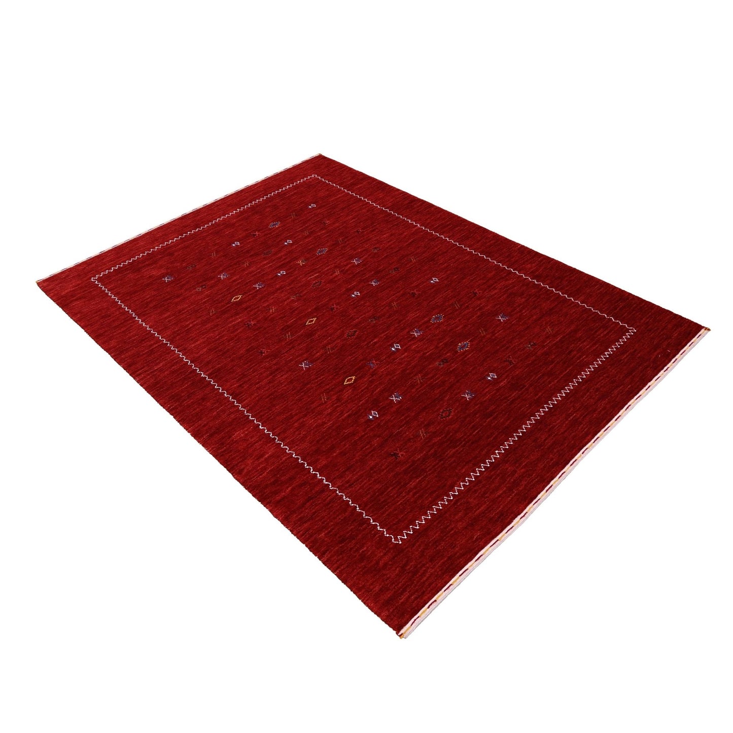 Modern Design Red Hand Loomed Wool Area Rug