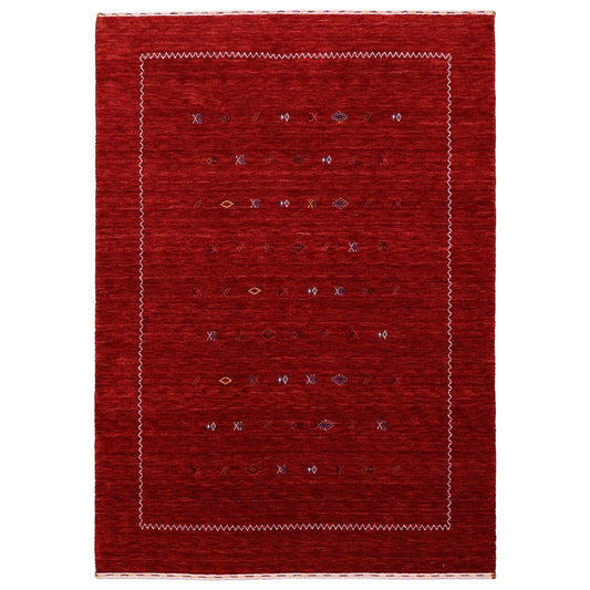 Modern Design Red Hand Loomed Wool Area Rug