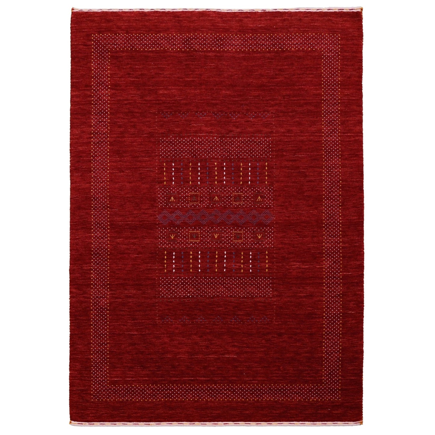 Red Center Pattern Hand Loomed Wool Area Rug