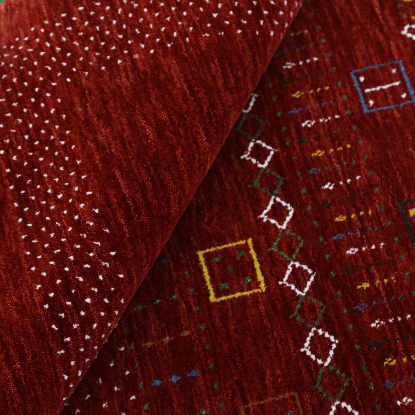 Red Contemporary Center Design Hand Loomed Wool Area Rug