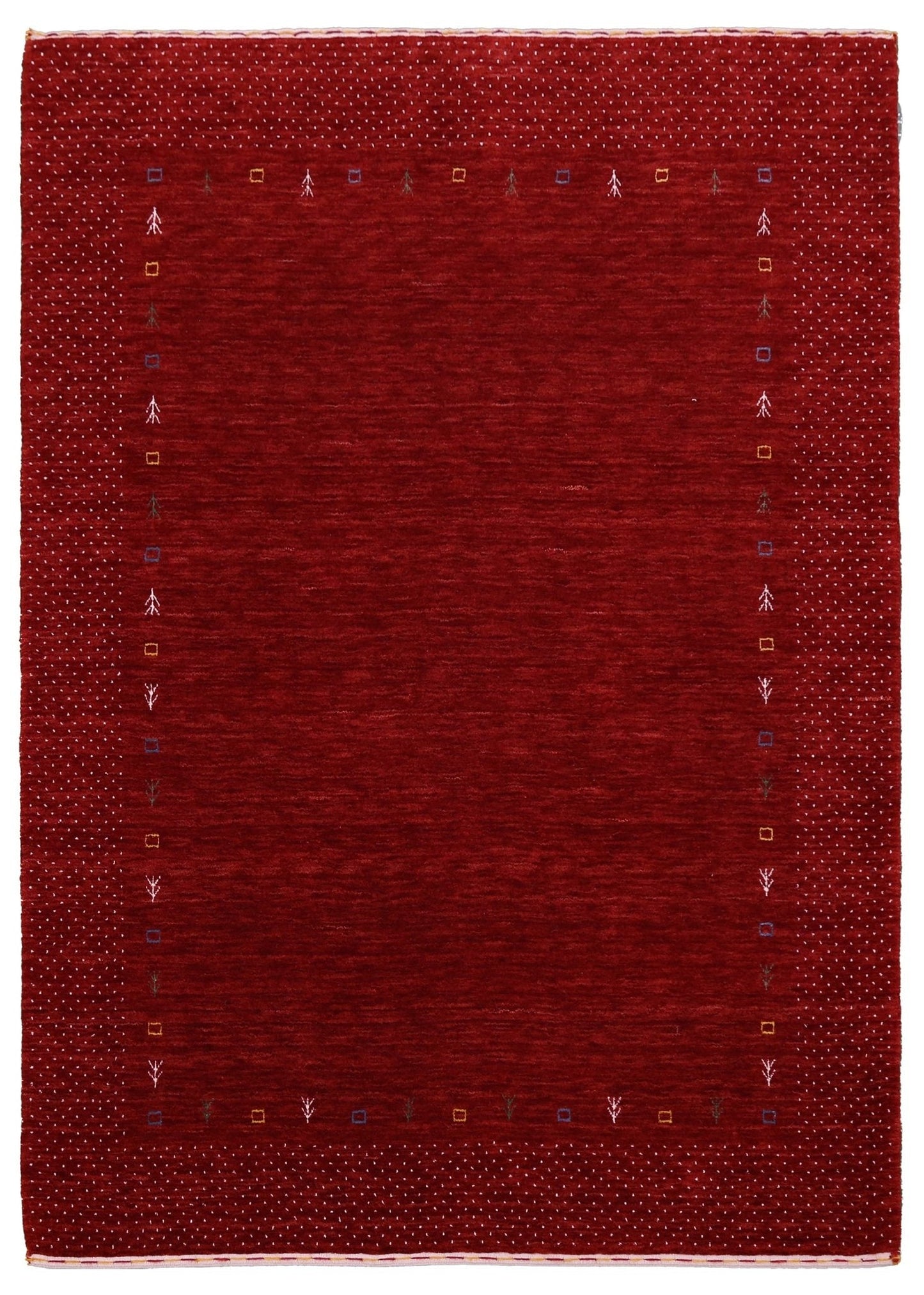 Red Gabbeh Border Design Hand Loomed Wool Area Rug