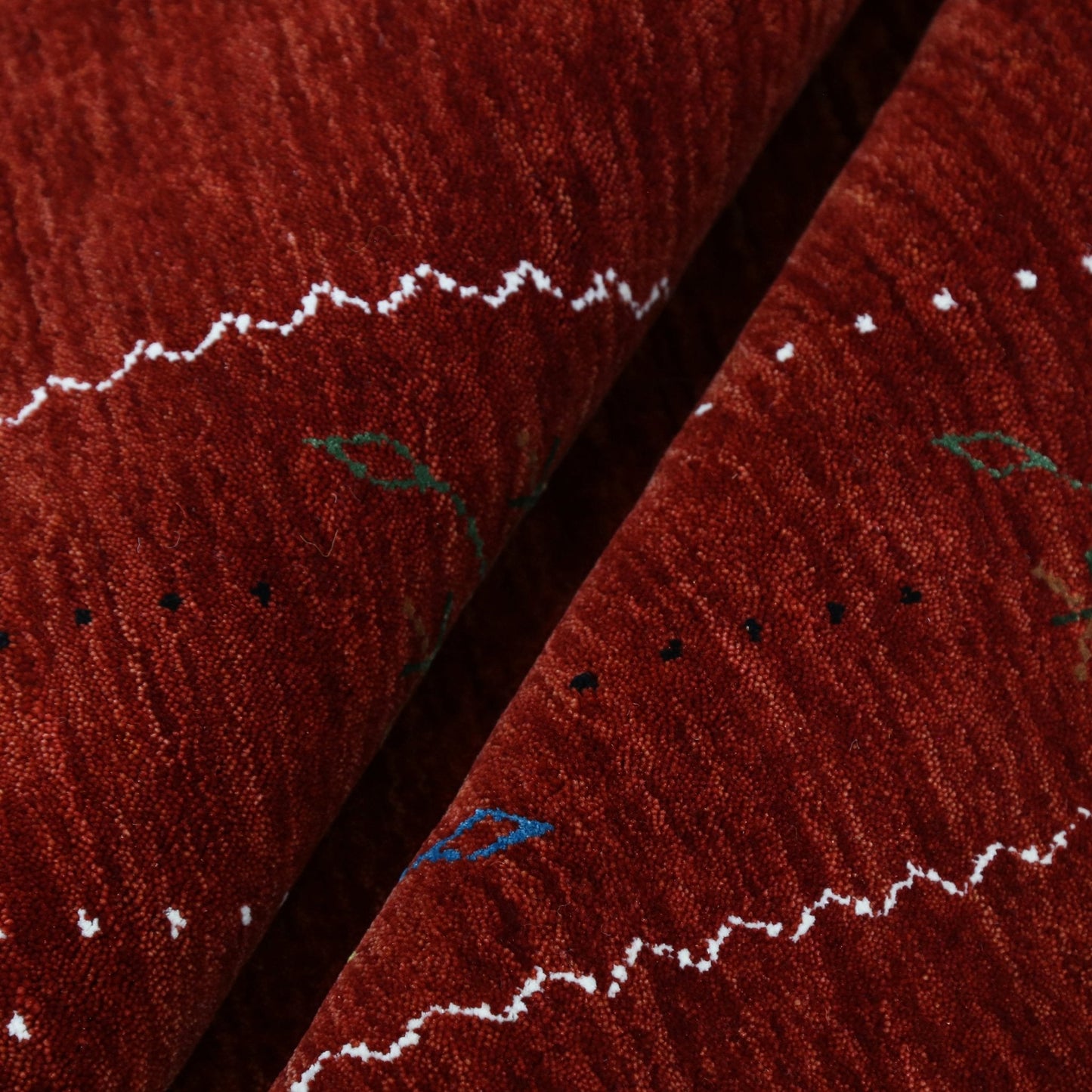 Red Gabbeh Border Design Hand Loomed Wool Area Rug