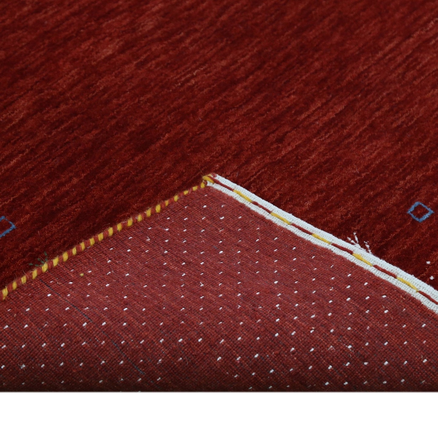 Red Gabbeh Border Design Hand Loomed Wool Area Rug