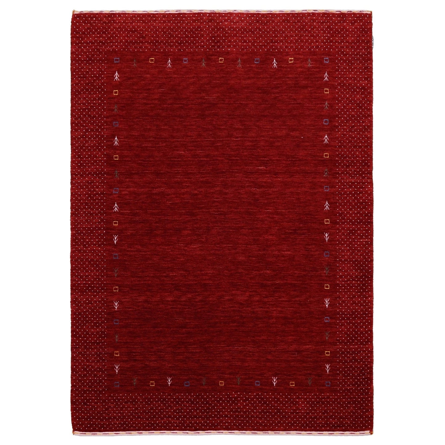 Red Gabbeh Border Design Hand Loomed Wool Area Rug