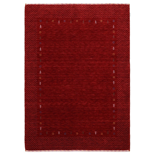 Red Gabbeh Border Design Hand Loomed Wool Area Rug