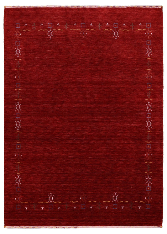 Red Tribal Border Design Hand Loomed Wool Area Rug