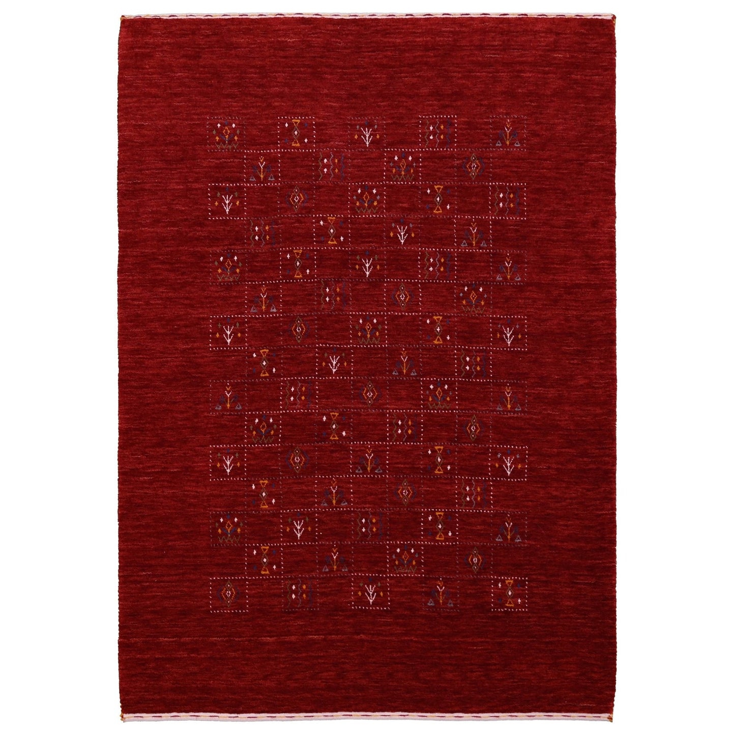 Red Tribal Geometrical Design Wool Area Rug
