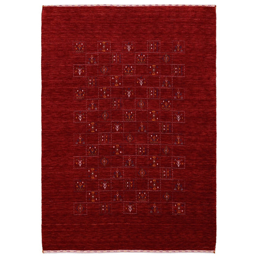 Red Tribal Geometrical Design Wool Area Rug