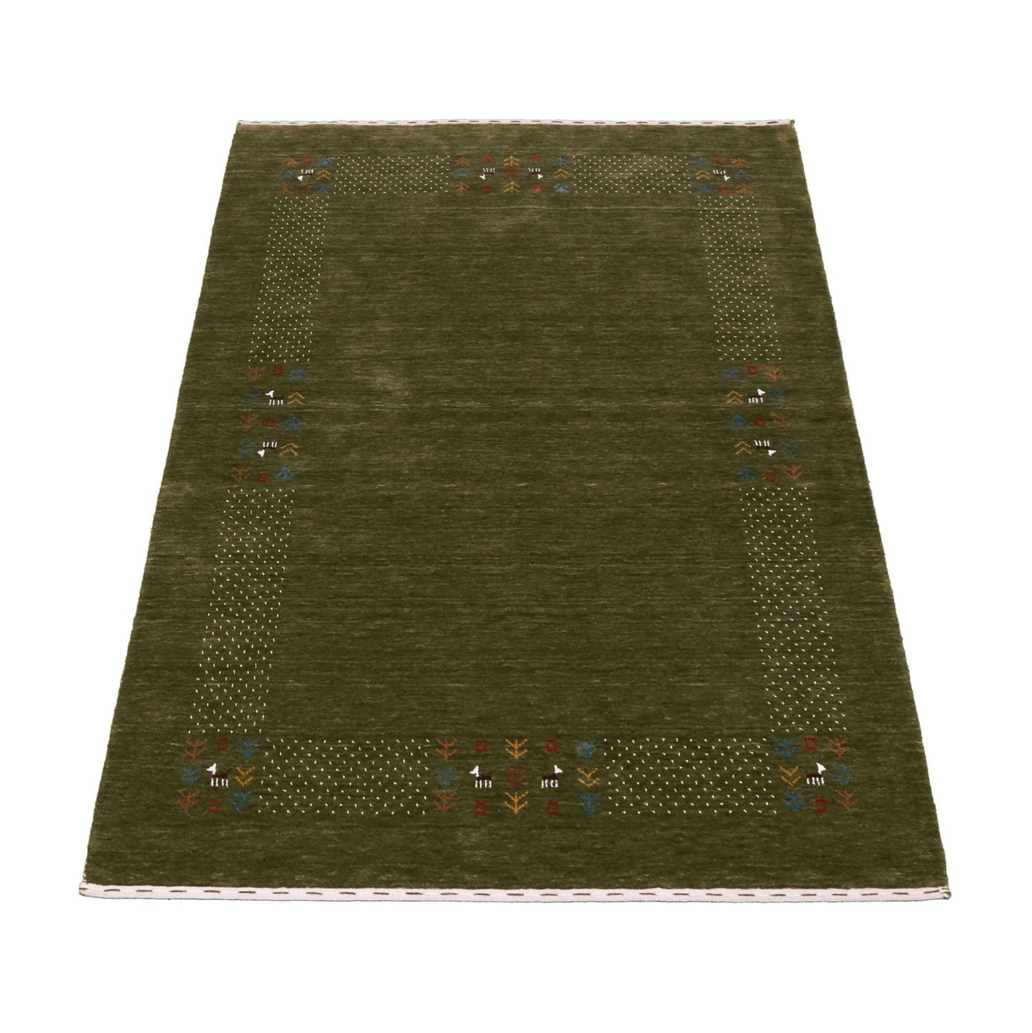 Solid with Border Patterns Hand Loomed Wool Area Rug