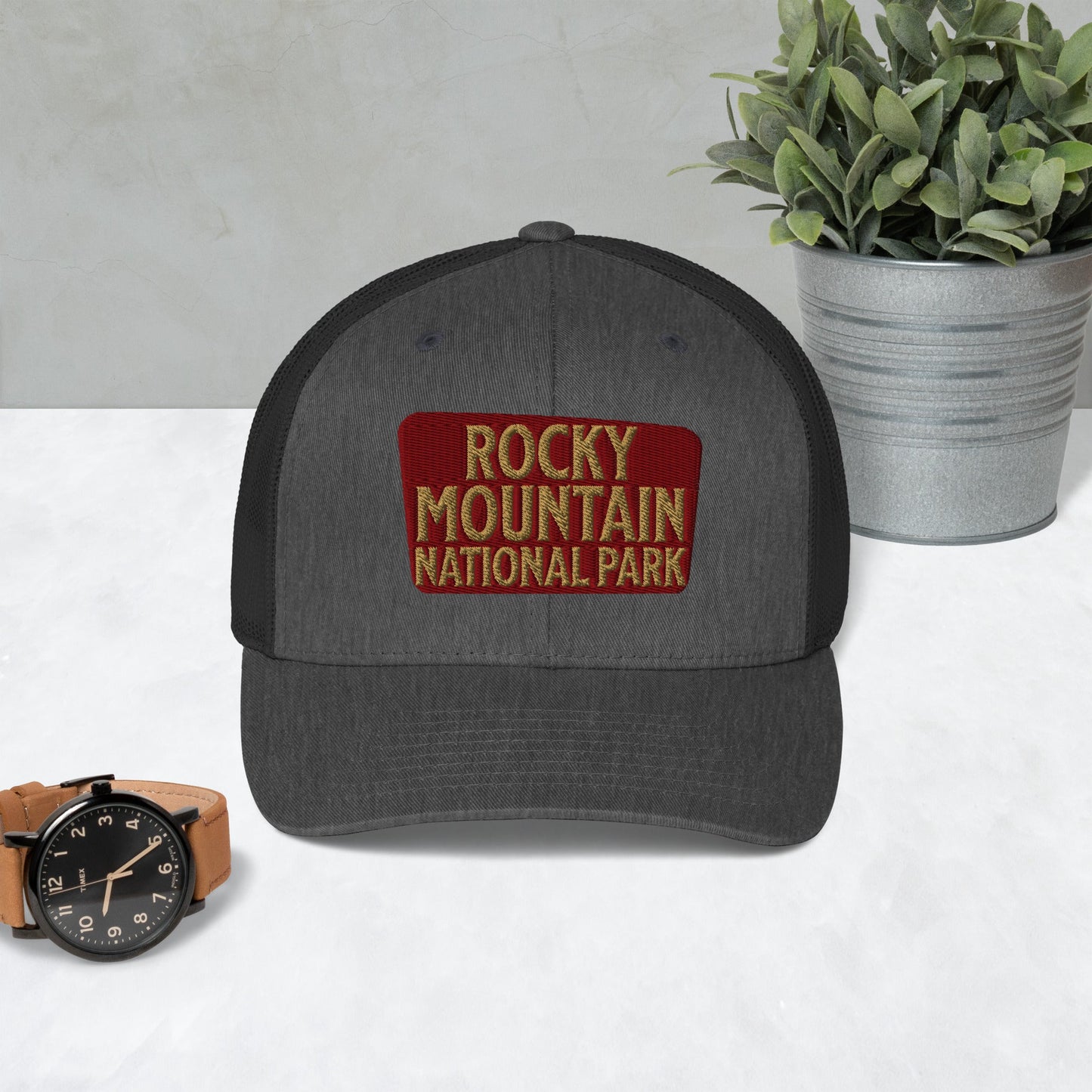 Rocky Mountain National Park Sign Embroidered Trucker Hat