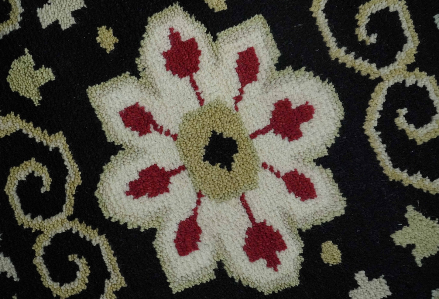 Rust, Ivory, Black and Beige Hand Knotted Traditional Heriz Multi Size wool area Rug