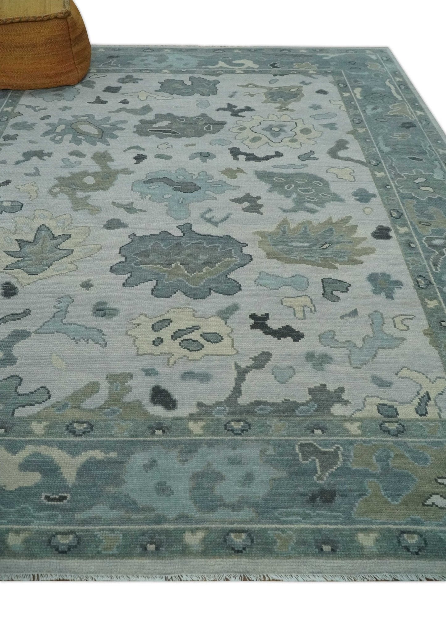 Silver and Gray Hand knotted Traditional Oushak Multi Size wool Area Rug
