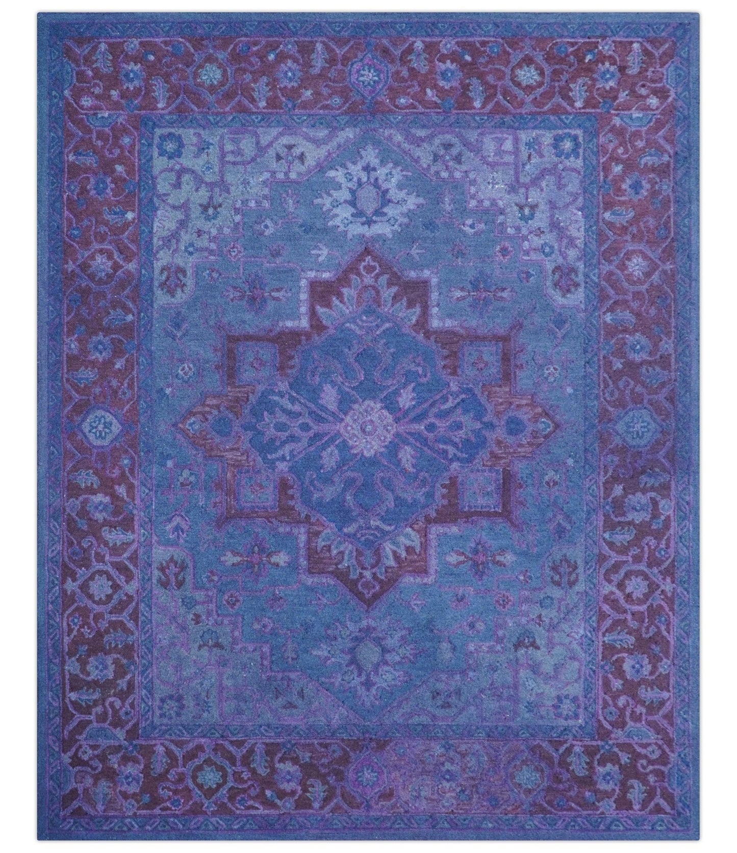 Sky Traditional Design Purple Hand Tufted Overdyed Wool Rug