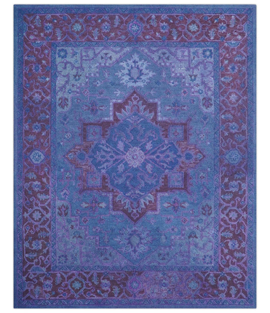 Sky Traditional Design Purple Hand Tufted Overdyed Wool Rug