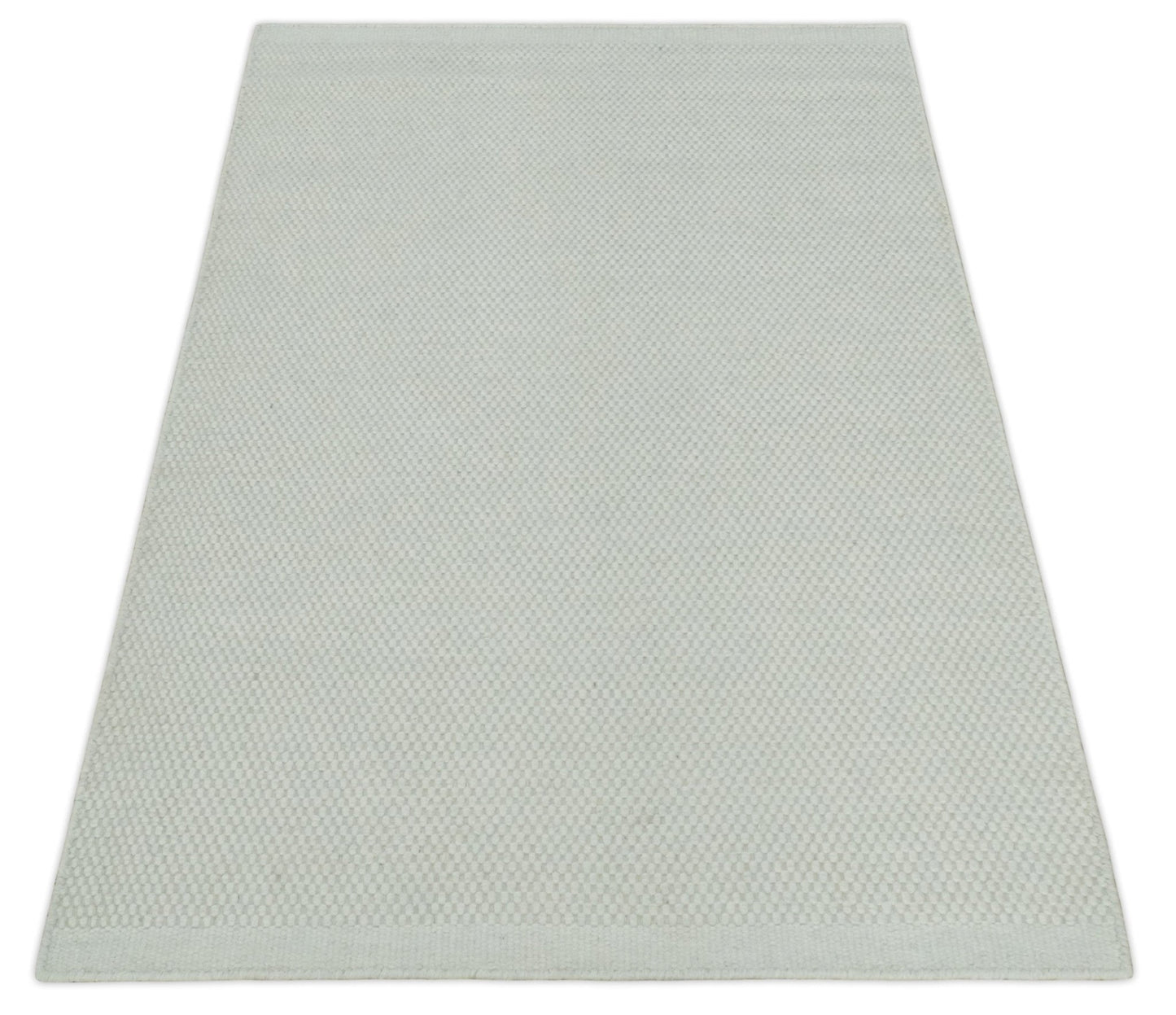 Solid Ivory White Hand made Dari Multi size 5x8, 5x7 and 8x11 Area Rug, Layering, Kids Rug | SOL7