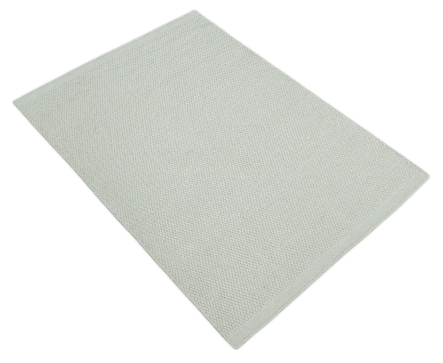 Solid Ivory White Hand made Dari Multi size 5x8, 5x7 and 8x11 Area Rug, Layering, Kids Rug | SOL7