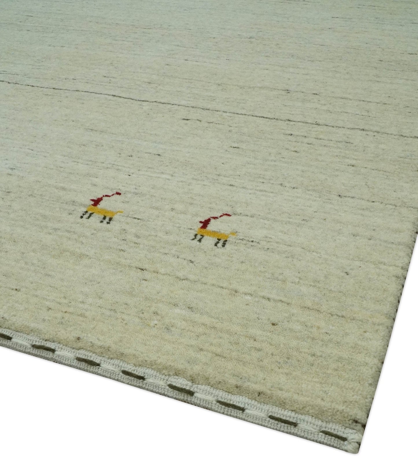 Solid Plain Beige and Charcoal Hand loom Multi size wool area Rug