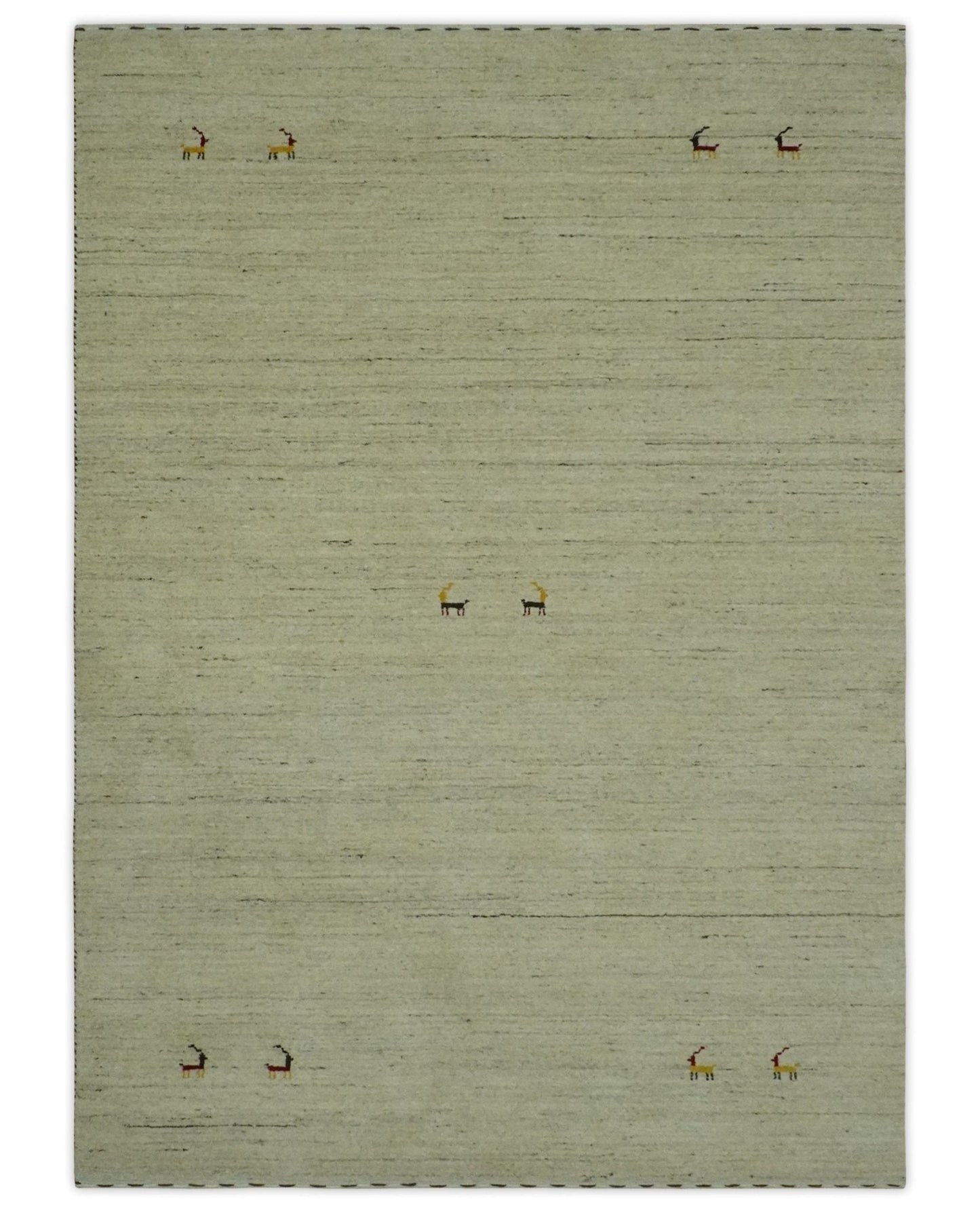 Solid Plain Beige and Charcoal Hand loom Multi size wool area Rug