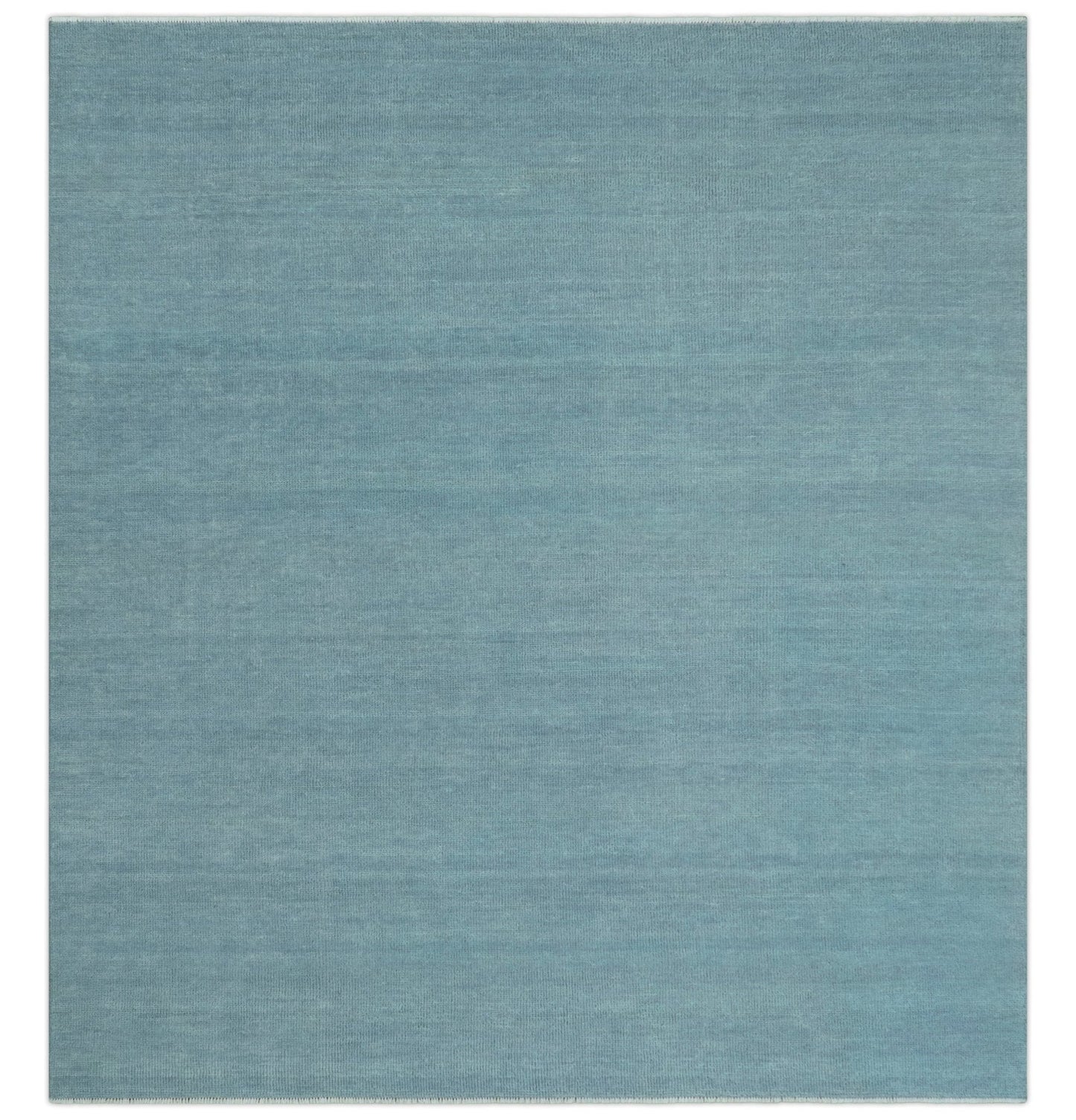 Solid Plane Blue Custom Made Modern Hand knotted wool Area Rug