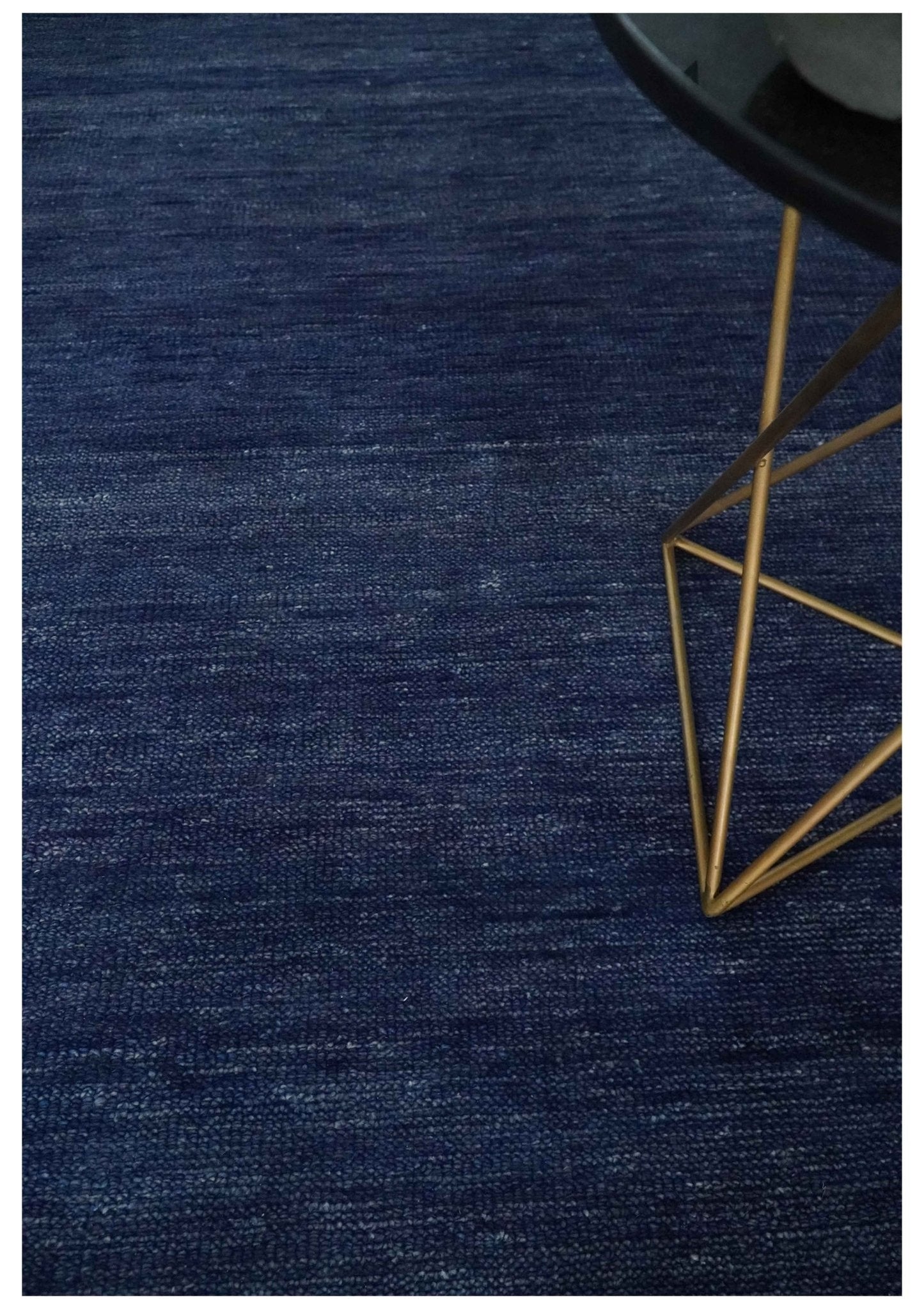 Solid Plane Navy Blue Hand knotted Modern Custom Made wool Area Rug