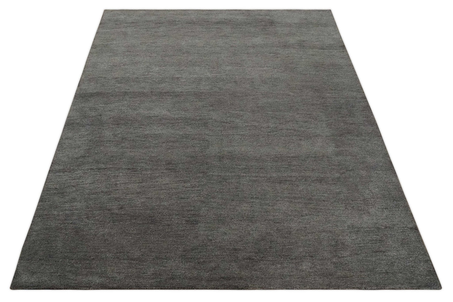 Solid Charcoal Woolen Hand Tufted contemporary area Rug