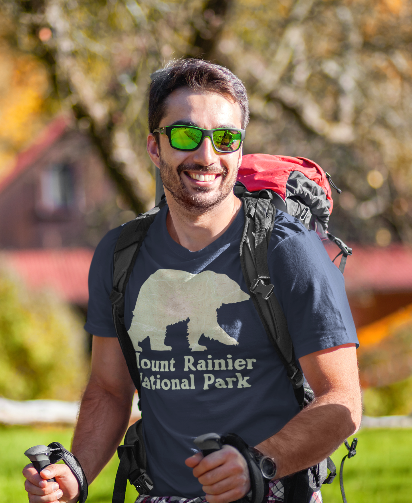 Mount Rainier National Park Topographic Map Bear Unisex Fit Soft T-Shirt