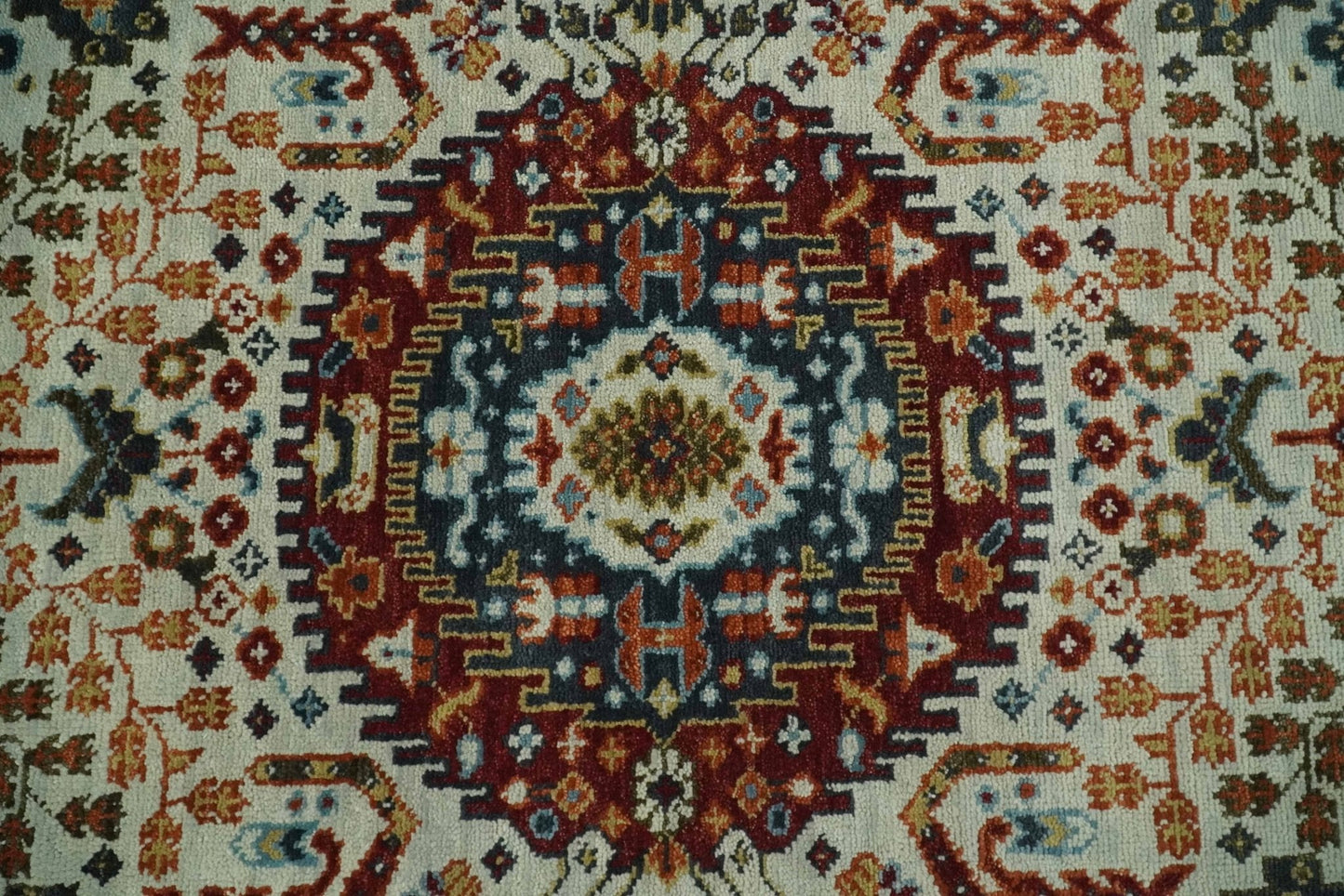 Tabriz Antique Hand Knotted Ivory, Charcoal and Rust Modern Traditional Multi Size Wool Rug