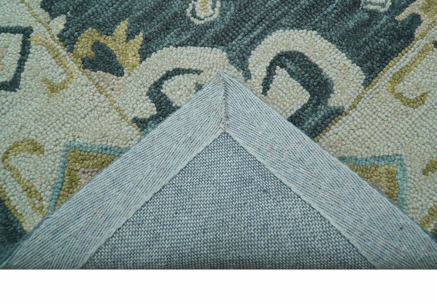 Taj Custom Made Teal Traditional Design Hand Tufted Wool Rug