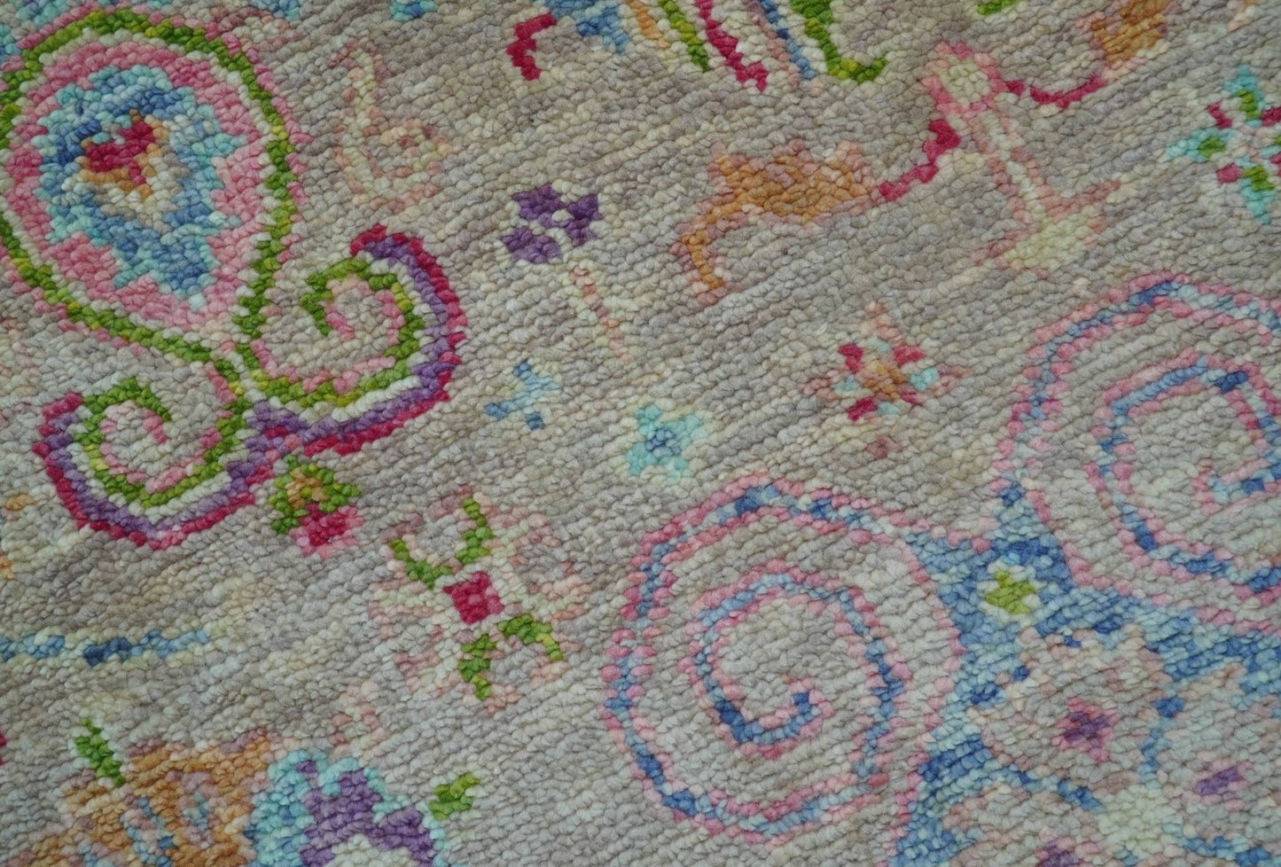 Terra Custom Made Traditional Tribal Design Beige And Pink Hand Knotted Wool Rug