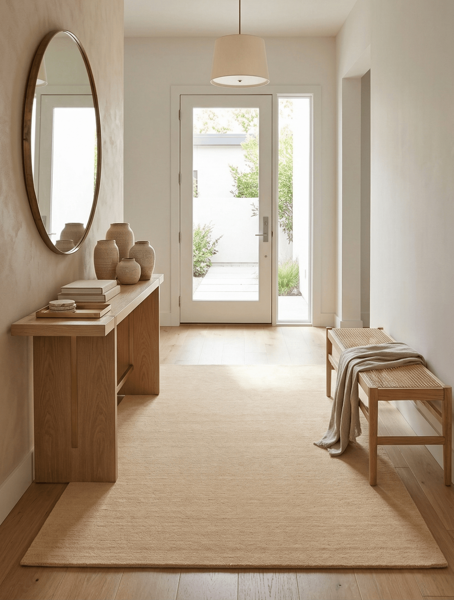 Terrain Hand Loomed Modern Beige Solid Design Wool Area Rug